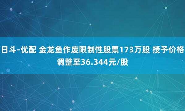 日斗-优配 金龙鱼作废限制性股票173万股 授予价格调整至36.344元/股